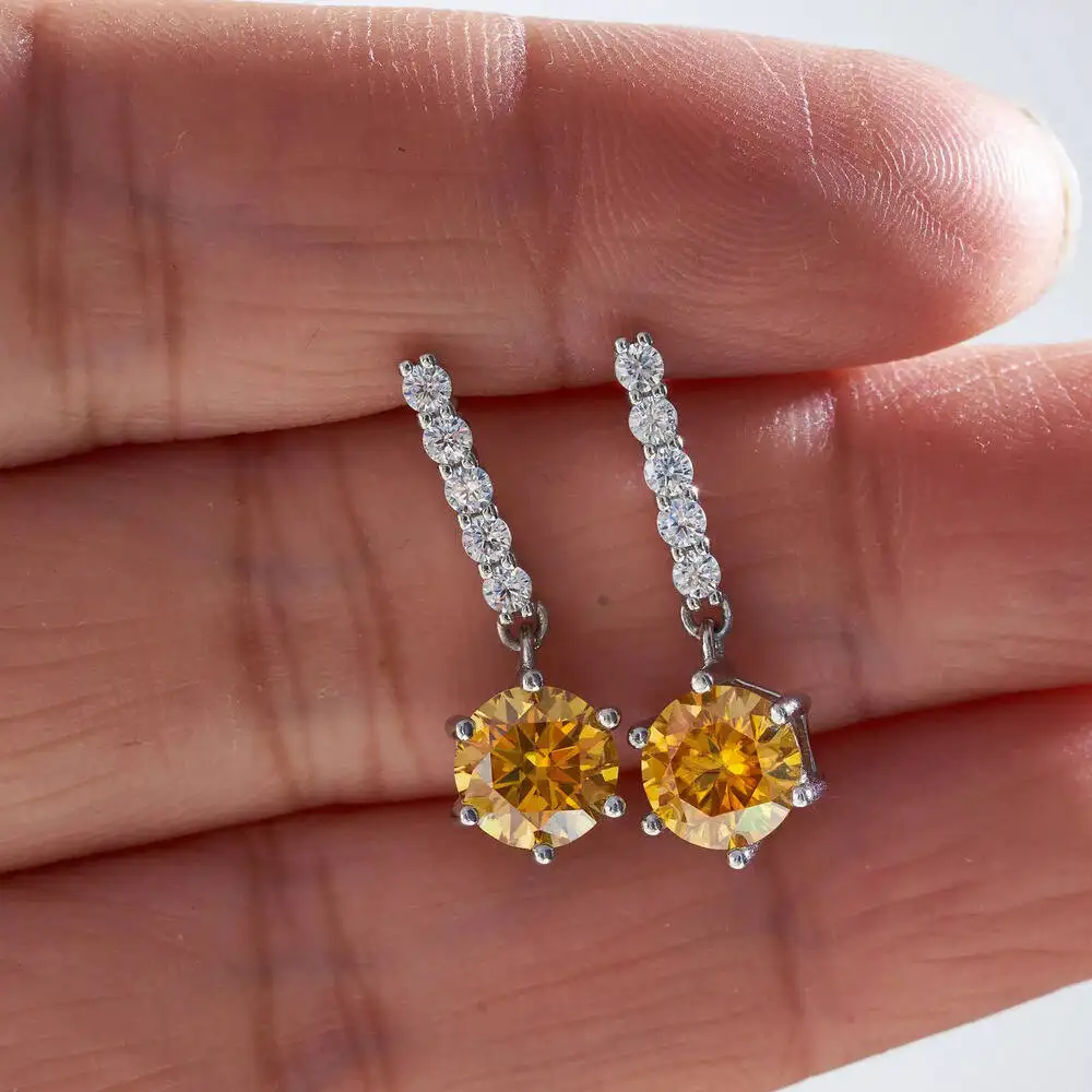 1 ctx2 Moissan ite Tropfen Ohrringe für Charm Lady Silber Schmuck mit königsblauer Farbe Goldgelb Farbe Femald Dating Geschenk – Detail 4