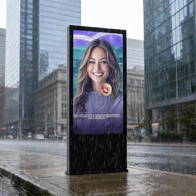 55/81 Inch Outdoor  Energy-saving High Brightness Waterproof LED Digital Signage Floor-standing Display Android 10