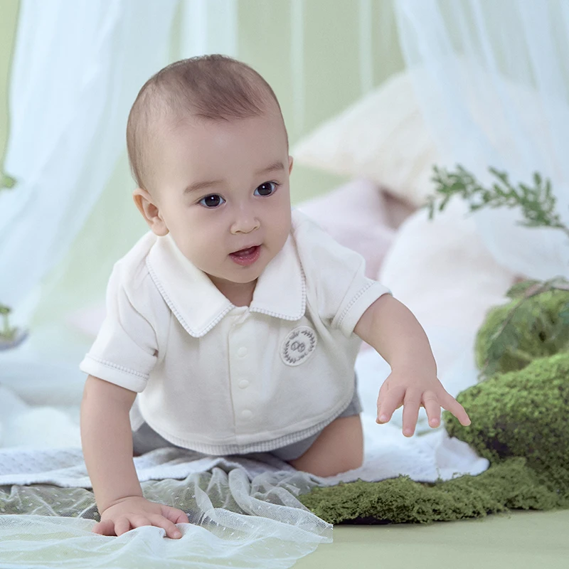 Dave Bella Baby Boys Jumpsuit Romper Cotton Short Sleeves Kids Clothes 6-24 Monthes  Newborn Baby Clothing Jumpsuit DB2251564