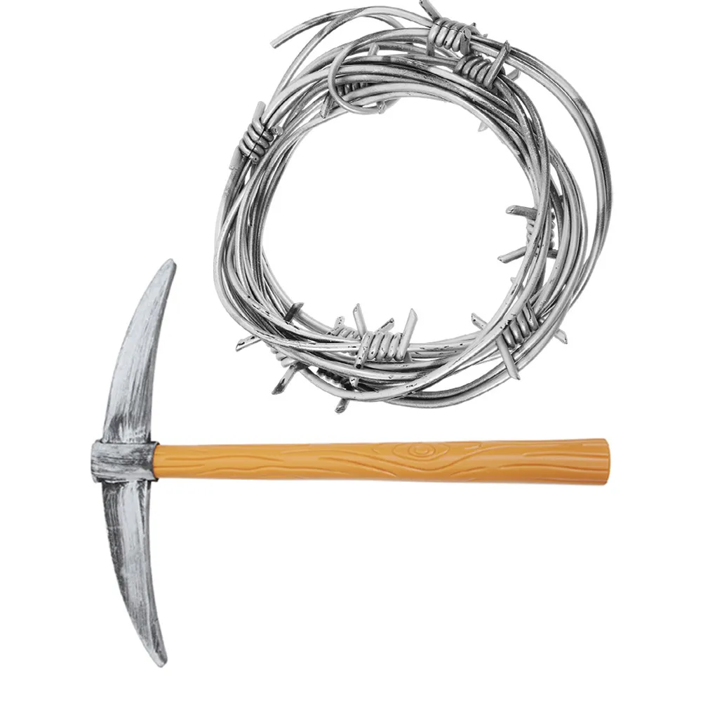 2pcs Halloween Fake Chain Decorations for Garden, Costume & Party – Elf Pickaxe Hand Digger Props