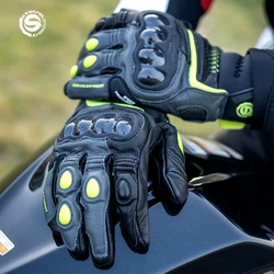 SFK-Gants de Moto en Cuir group de Chèvre, Doux et Confortables, Fibre de Carbone Professionnelle, pour la Conduite de Sécurité