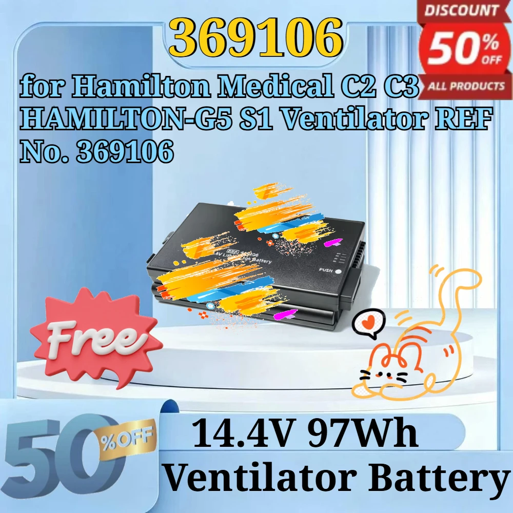 369106 14.4V 97Wh Replacement Li-ion High Capacity Battery for Hamilton Medical C2 C3 HAMILTON-G5 S1 Ventilator REF No. 369106