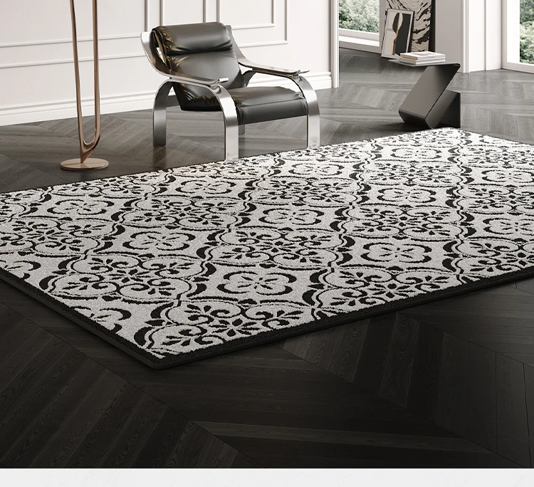 French Xiaoxiangfeng living room carpet, leave-in washable bedroom sofa light luxury high-end waterproof floor mat