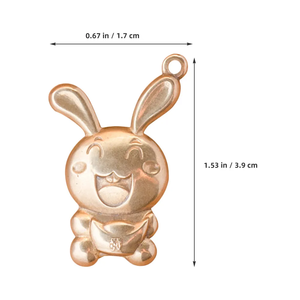 6Pcs Brass Bunny Keychain Charms Pendant DIY Accessories Retro Rabbit Zodiac Hanging Decor Brass Bunny Ornament - view 2
