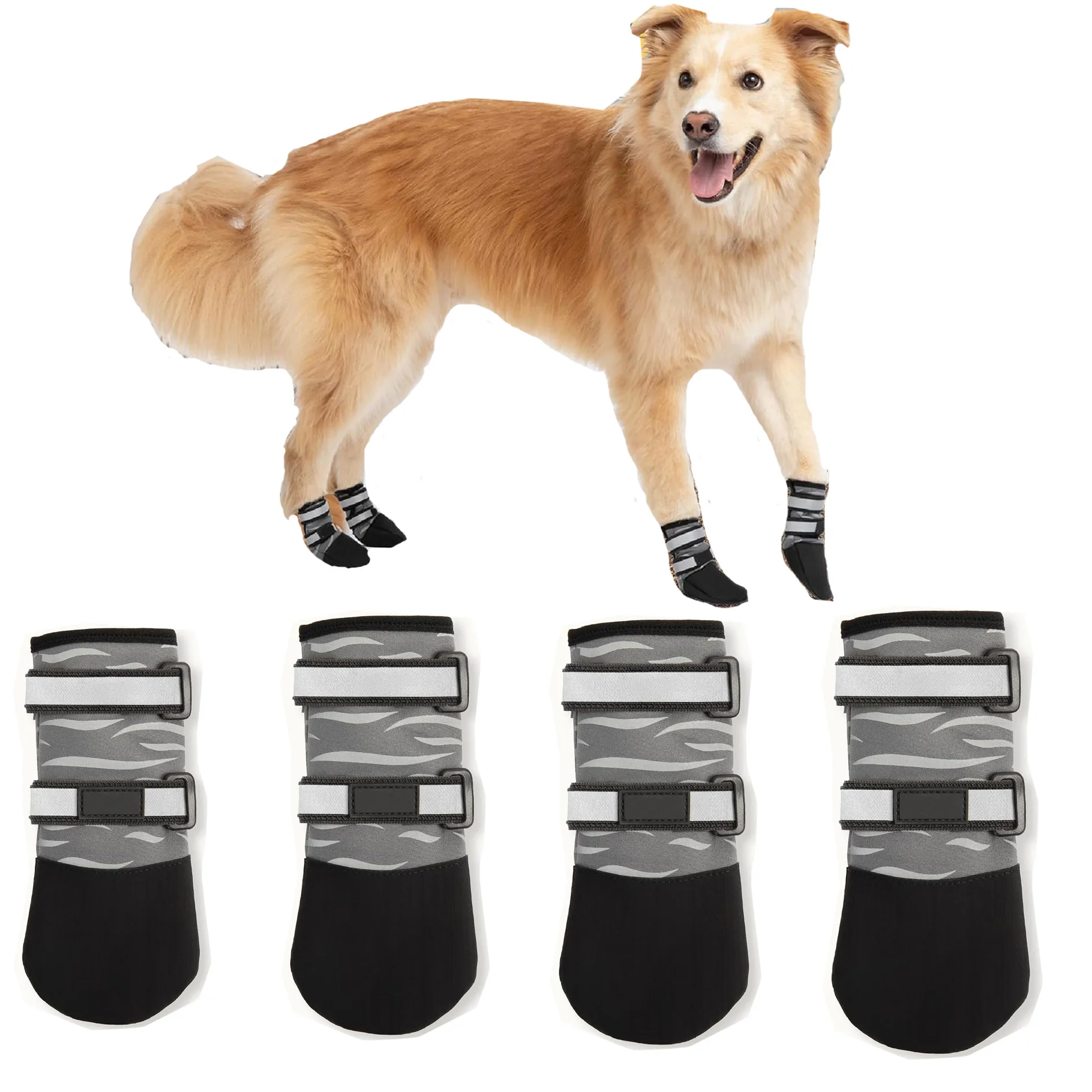 Pet Dog Shoes Breathable Waterproof Outdoor Walking Net Soft Summer Pet Shoes Night Safe Reflective Boots for Small Medium Dogs