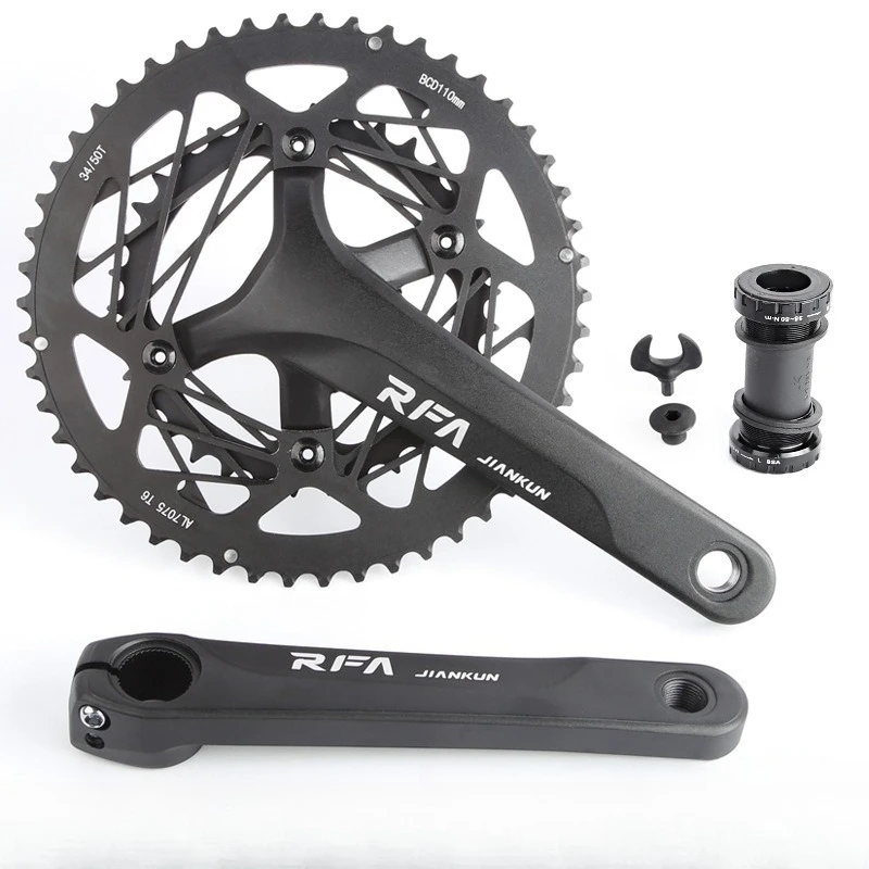 

110BCD Road Bike Crankset 50 34T 10 11 Speed Aluminum Alloy Double Chainring For Folding Bicycle Cycling Crank Arm Parts