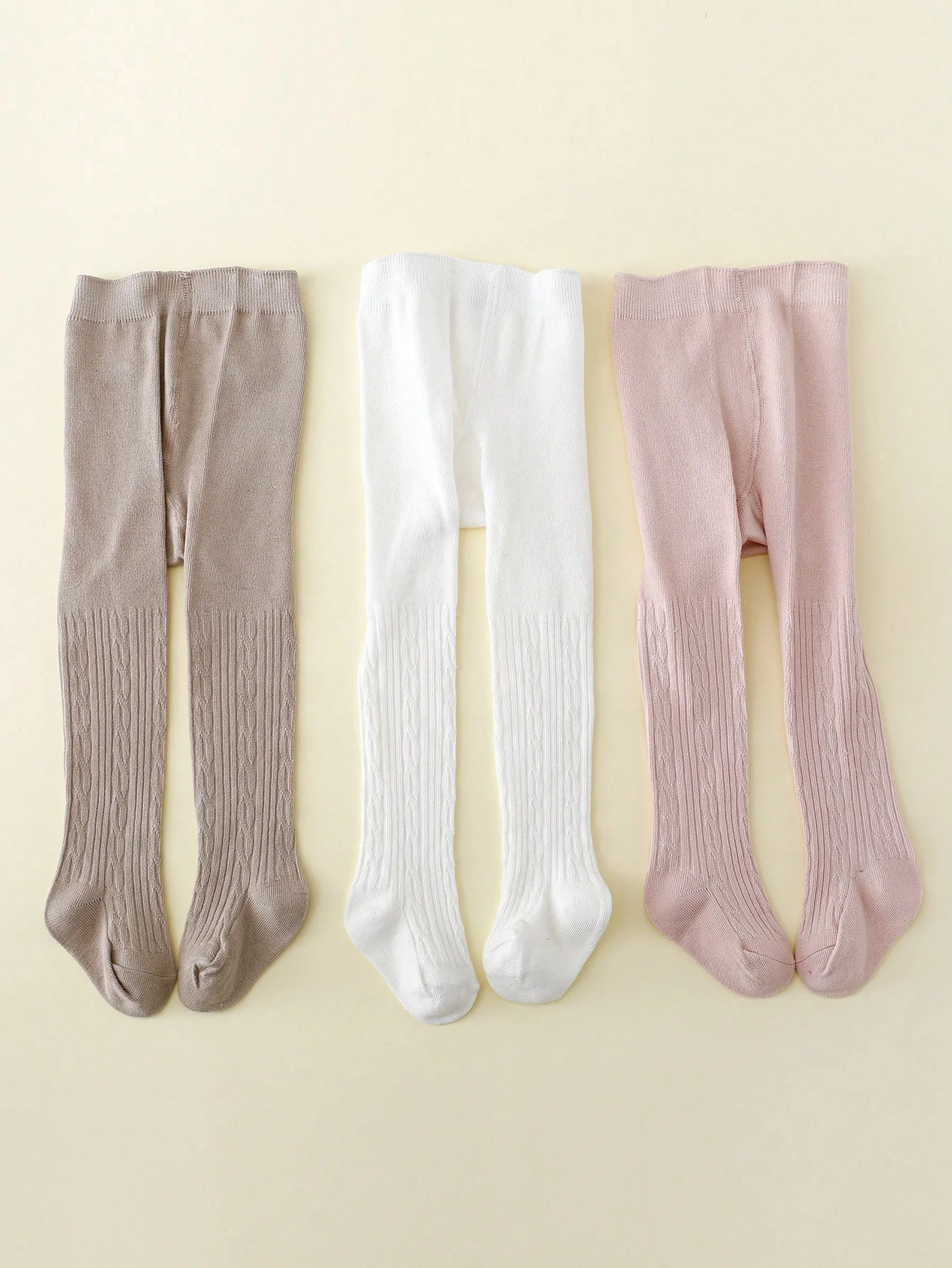 

3 Pairs Cute Baby Girls Knitted Striped Leggings, Soft High Waist Breathable Pantyhoses for 0-3 Years Toddlers Wear in Daily Life