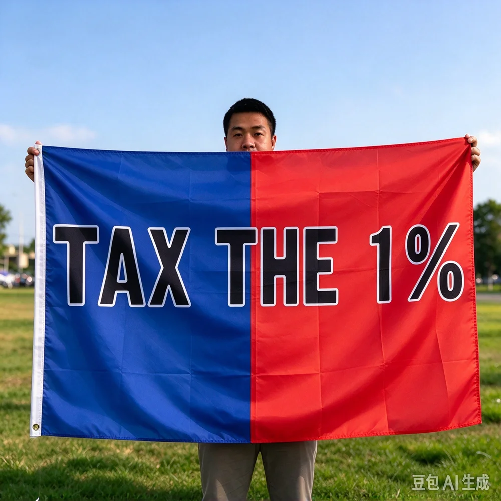 Tax The 1% Red Blue Split Protest Flag 2x3ft 3x5ft Polyester Banner Half Red Half Blue Political Slogan Wall Hanging Decor