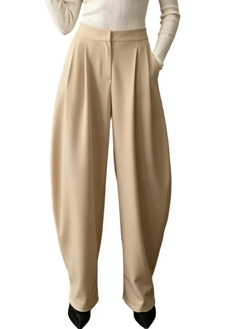 

KEXU New Arrival Solid Wide Leg Dress Pants for Women, High Street Style Casual & Business Daily Wear Trousers