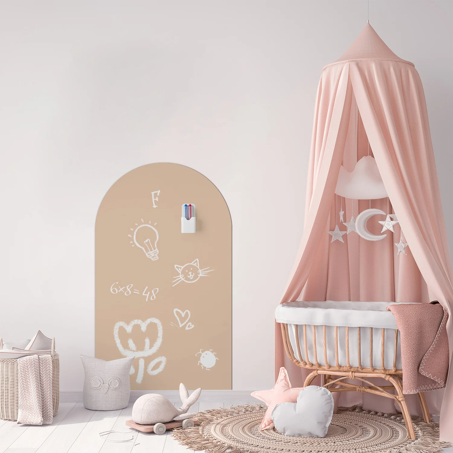 

1 шт. простой изогнутый светло-коричневый полукруглый узор, арочные украшения, магнитная наклейка на стену для доски, многоразовые и граффити