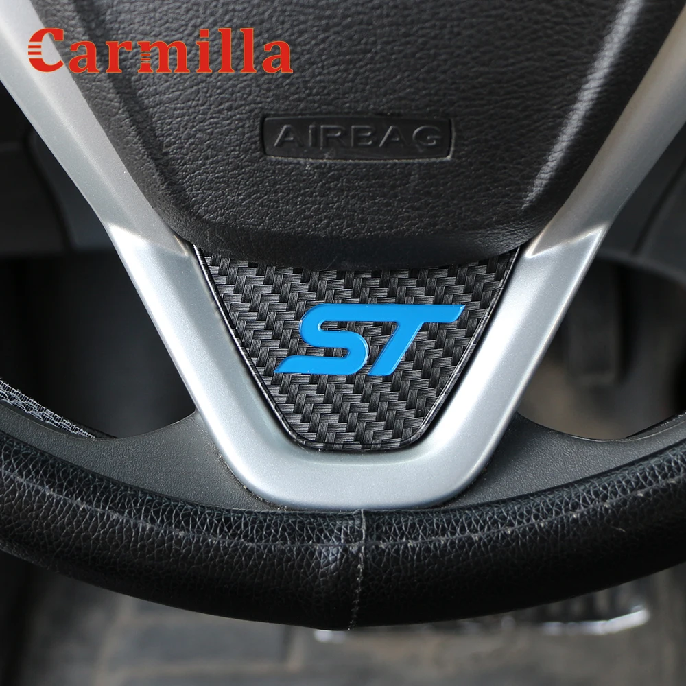 Carmilla Car Steering Wheel St Logo Cover Sticker for Ford New Fiesta Ecosport 2009 2010 2011 2012 2013 2014 2015 Accessories