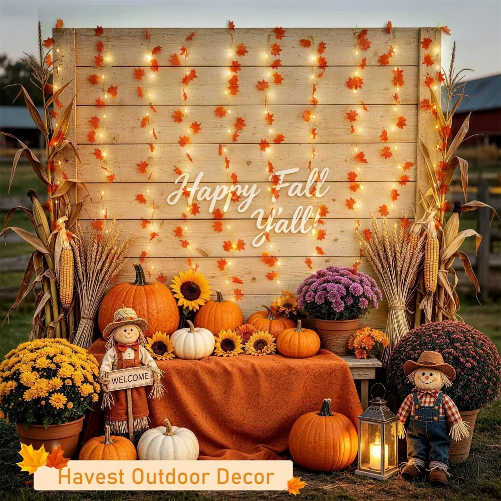 LED Maple Leaf Curtain Lights USB Plug In Hanging Decoration for Fall Festival Dormitory Holiday Celebration Atmosphere Lighting