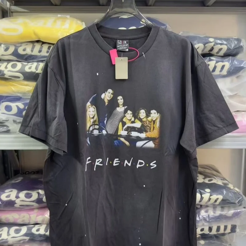 

Washed Saint T Shirt Men Women Vintage Friends Letter Print Heavy Fabric Unisex Summer Style Do Old Saint Top Tees