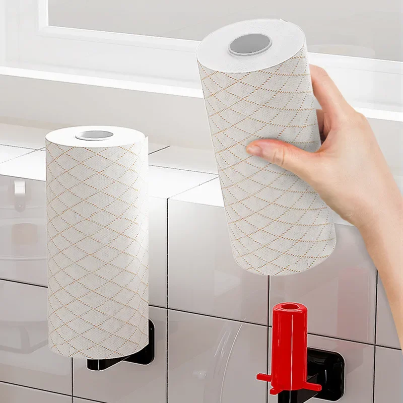 

Vertical Paper Towel Rack Hole Free Toilet Kitchen Roll Traceless Adhesive Wipe Toilet Roll Paper Toilet