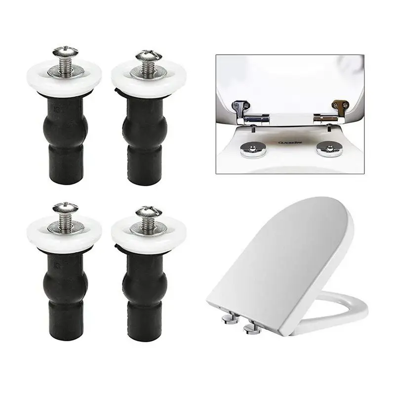 Hot Toilet Seat Top Fix Screws Fixings 2 Pairs Universal Expanding Rubber Screw Top Nuts Blind Hole Hinges Fittings 4Pcs