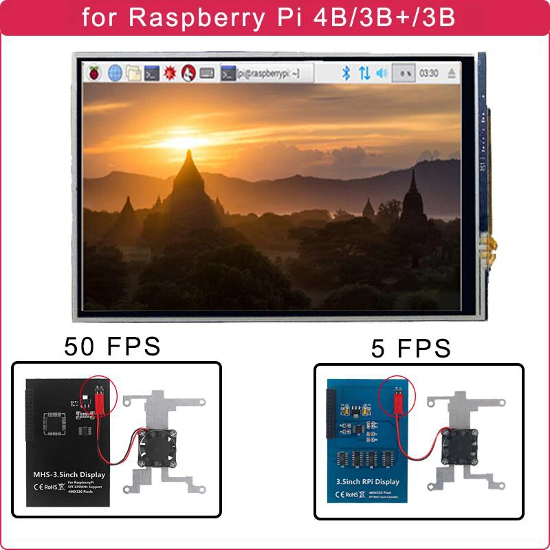 

Raspberry Pi 4 Touch Screen 3.5 Inch Display 480x320 SPI 5 50 FPS LCD + Cooling Fan + Heatsink for Raspberry Pi 4 Model B/3B+/3B