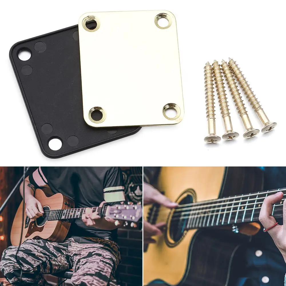 Gold With Screws Parts Mounting Plate Guitar Bass Electric Guitar Neck Plate Joint Back ST