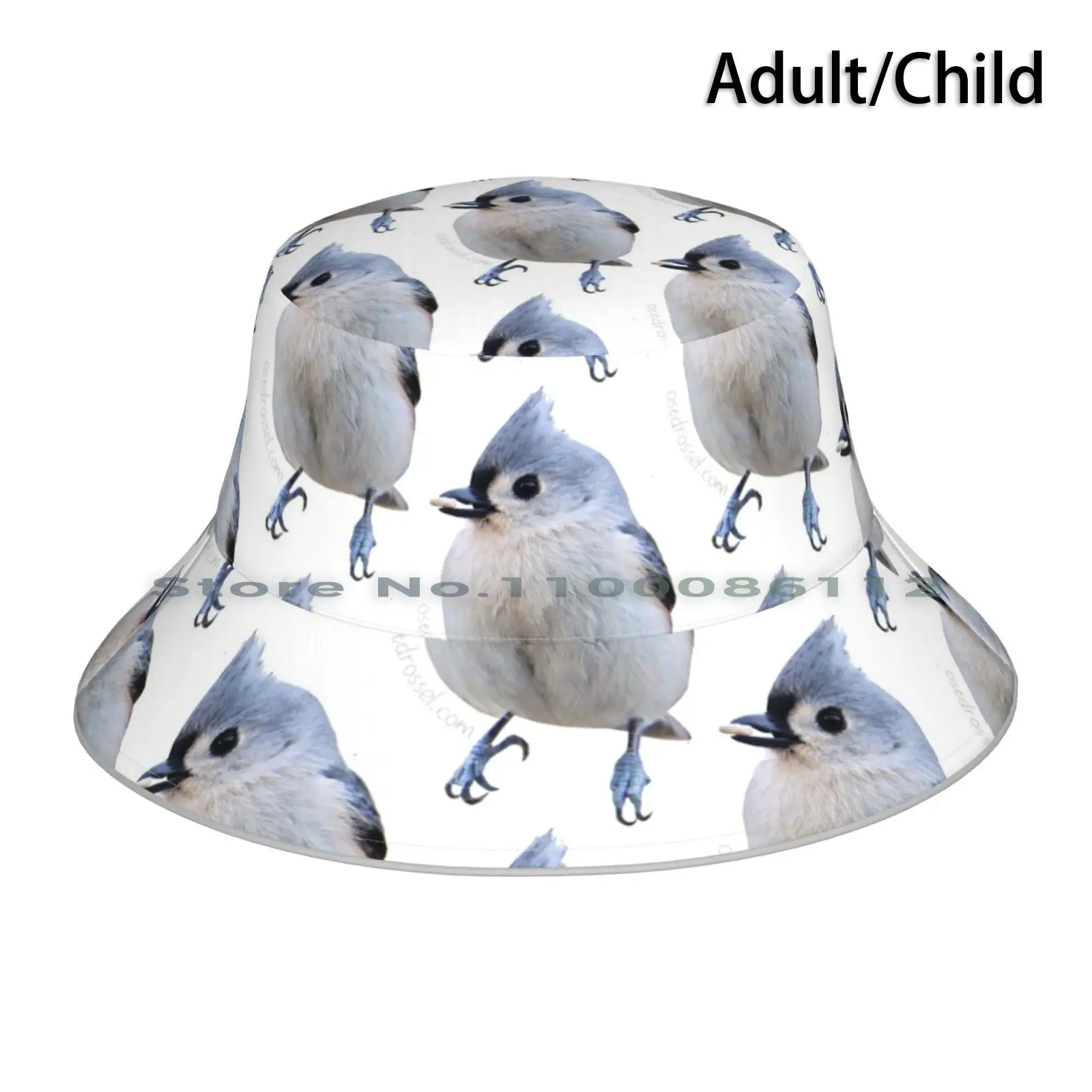 Titmouse Flock Face Mask Bucket Hat Sun Cap Birds Animals Nature Titmouse Titmice Cute Adorable Birdphoto Ostdrossel Brimless