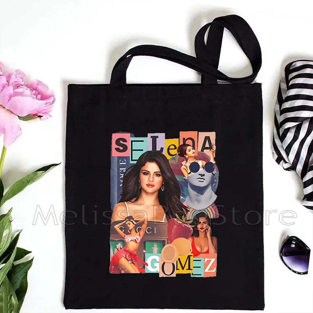 Wunderschönes Selena-Porträt, niedliches Musik-Sänger-Poster, Fan-Geschenke, Canvas-Einkaufstasche, Baumwoll-Einkaufstasche, Shopper, Baumwollhandtasche