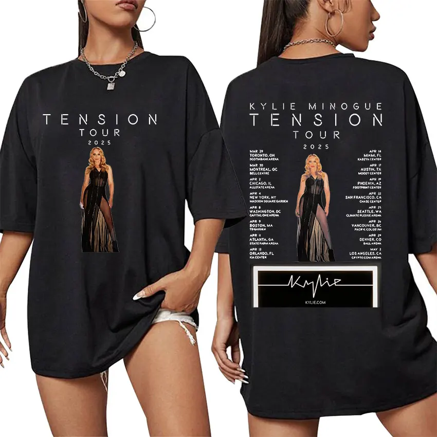 Kylie Minogue Tension World Tour 2025 print T Shirt Men Women Aesthetic High Quality Fashion T-shirt Retro Oversized Cotton Tees