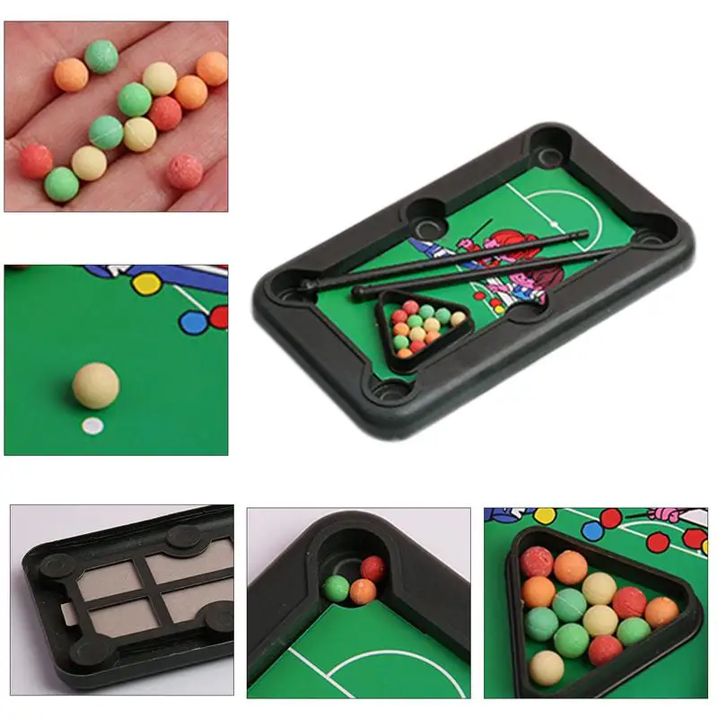 Mini Billiards Kids Pool Table Set Dollhouse Elf Doll Accessories Table Pool Family Parent-Child Interactive Desktop Billiards