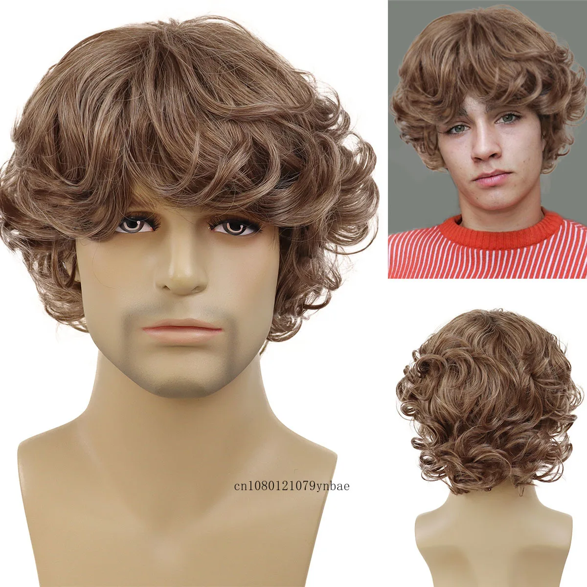 

Short Synthetic Hair Wigs for Men Curly Hairstyles Natural Wig with Bangs Carnival Party Cosplay Wig Halloween Costume Male Wigs