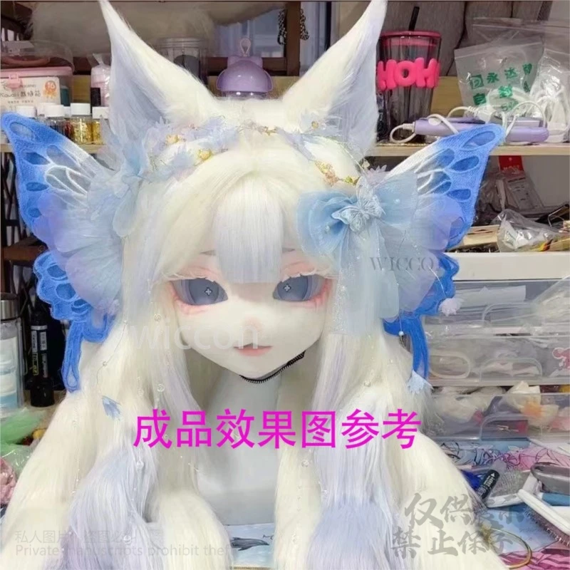 Animale Fursuit Peloso Cosplay Testa Base Maschera Teschio Anime Testa Vestito Volpe Coniglio Gatto Puntelli Kigurumi Costumi Peluche Tessuto Personalizzato