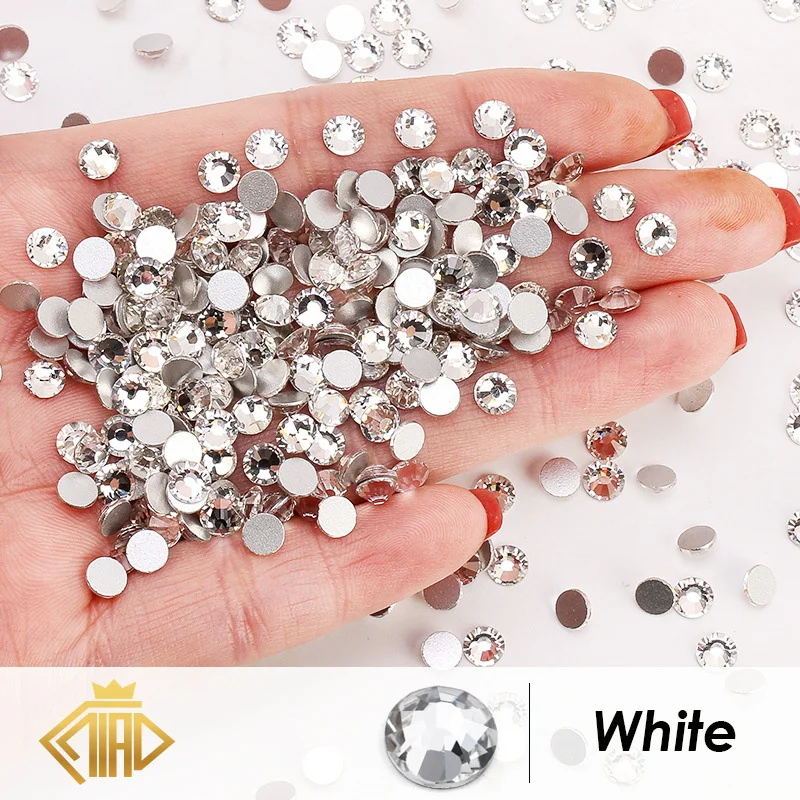 14400pcs/Bag AB/Clear Mini Nail Art Rhinestones Ss3-Ss20(1.3-4.8mm) Flatback Non-Hotfix Strass For Jewelry DIY Making Wholesale