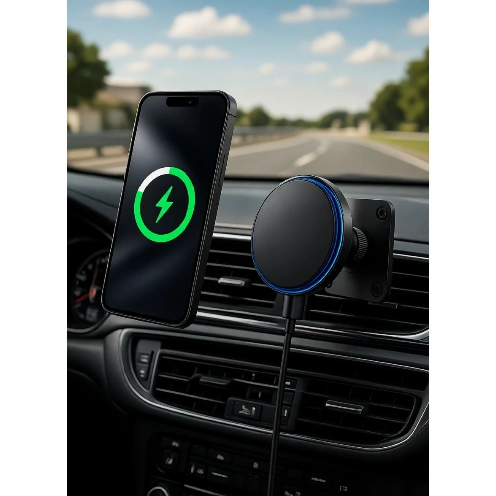 

Qi2 Magnetic Car Mount Charger 15W Fast Wireless Charging with On Off Switch for iPhone Samsung