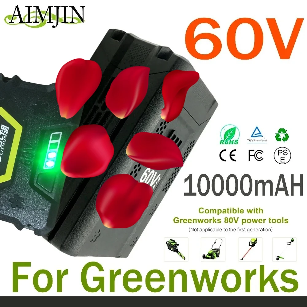 For Greenworks PRO 60V Replacement Battery 10.0Ah, Compatible with GD60AB Brushless Lawn Mower