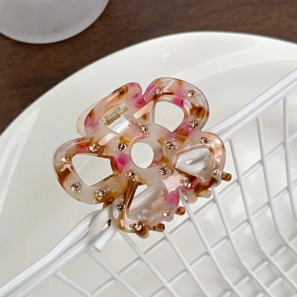 

Модная заколка-краб для волос с полым цветочным узором из страз, геометрическая, из ацетата, для путешествий