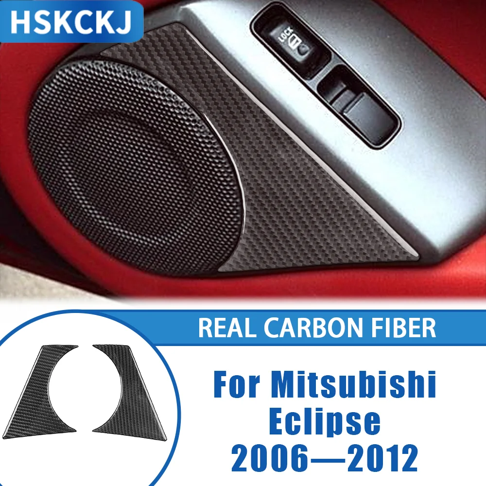 

For Mitsubishi Eclipse 2006—2012 Car Accessories Carbon Fiber Door Horn Speaker Frame Inrerior Cover Trim Modification Sticker