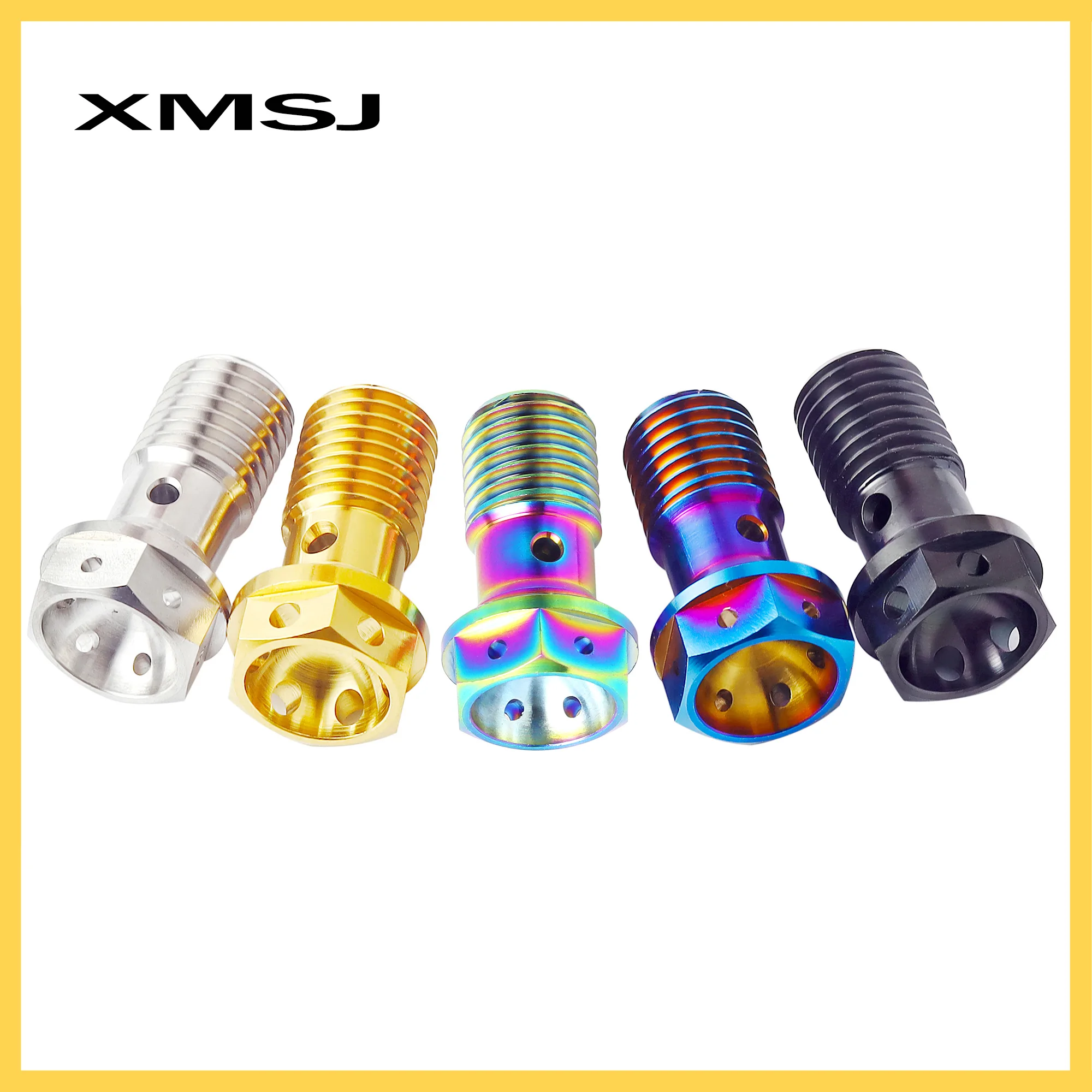 XMSJ Titanium Bolt M10 Motorcycle Brake Caliper Tube Banjo Screw Single Hole Clutch Hexagon Flange Head Screws for Brembo  Bolt