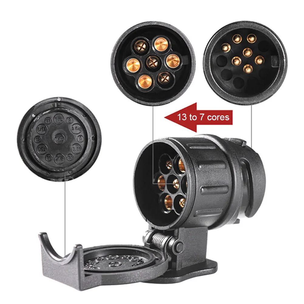 

Буксировочная розетка с 13 до 7 контактами, прочный разъем для прицепа, 12 В, буксировочный Соединительный адаптер для буксирного грузовика, для туристического автомобиля, прицепа