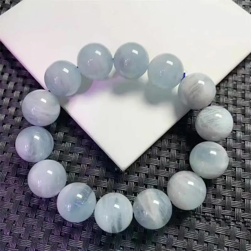 

15MM Natural Aquamarine Bead Bracelet Healing Fengshui Crystal Charm Women Energy Jewelry Holiday Gift 1PCS