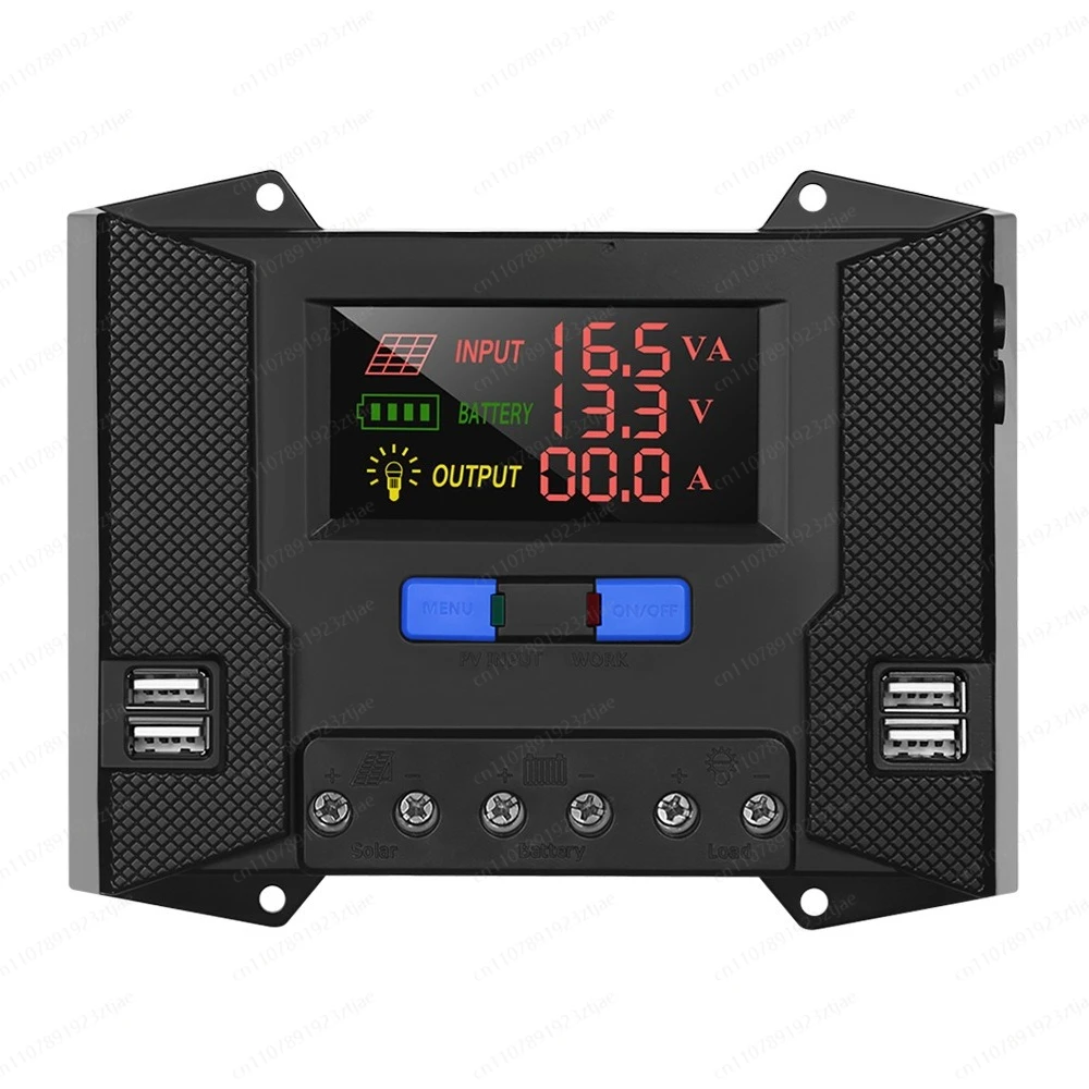 20A 30A 40A 12V 24V PWM PV Solar Charging Controller 50V DC Solar Panel Controller Regulator Double Dual USB HD Colorful Screen