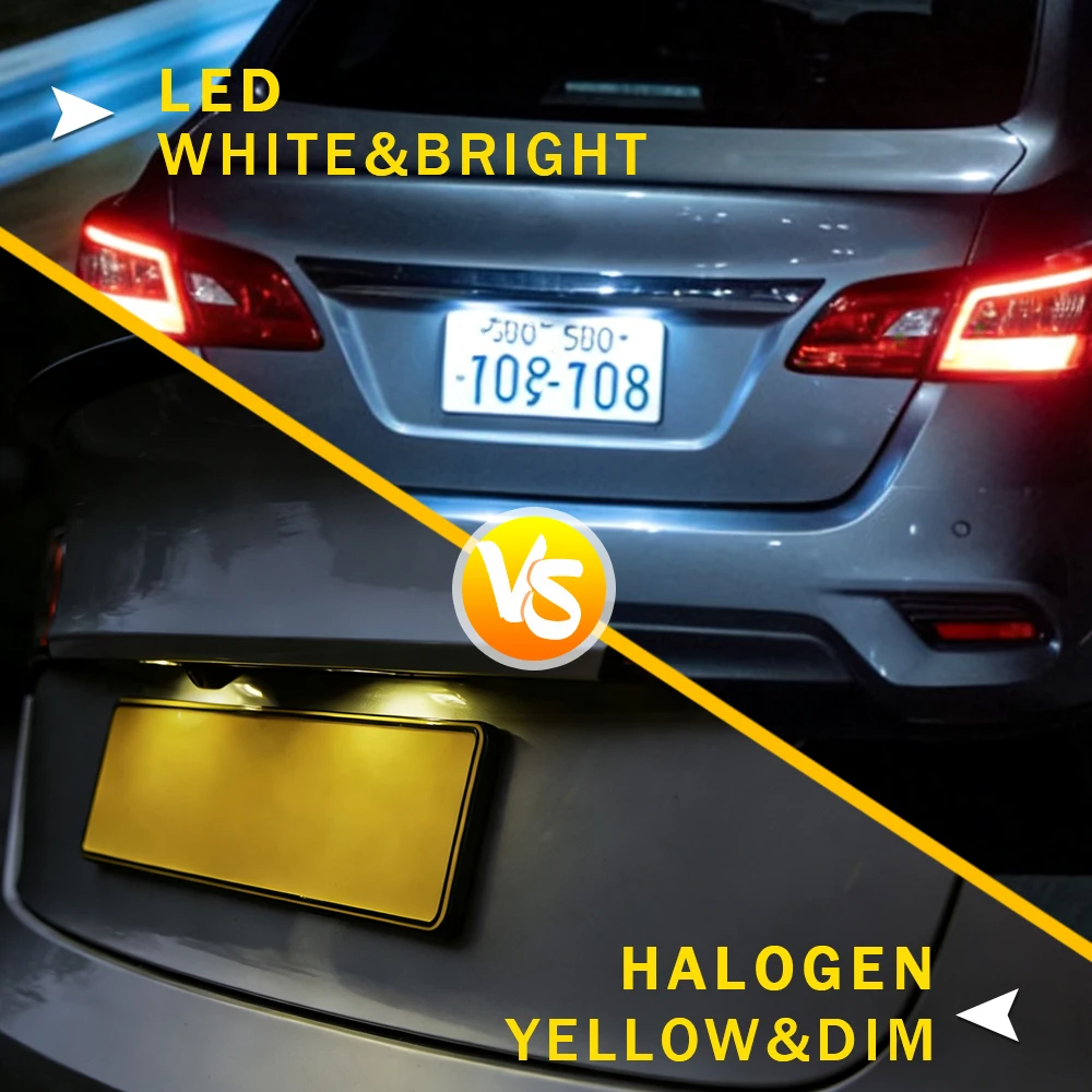 2pcs LED License Plate Lights for Nissan Qashqai J11 Primera P12 Pathfinder R51 X-Trail T31 Juke F15 Micra Versa Infiniti Q50