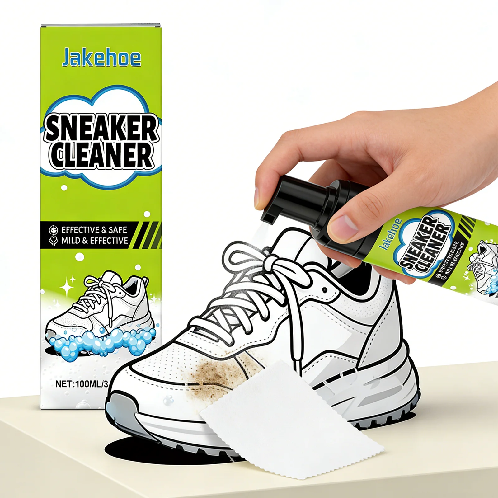 

Средство для чистки белой обуви, набор для чистки кроссовок, пенный очиститель, отбеливатель для обуви, пятновыводитель, средство от пожелтения без воды, 100 мл, глубокая очистка