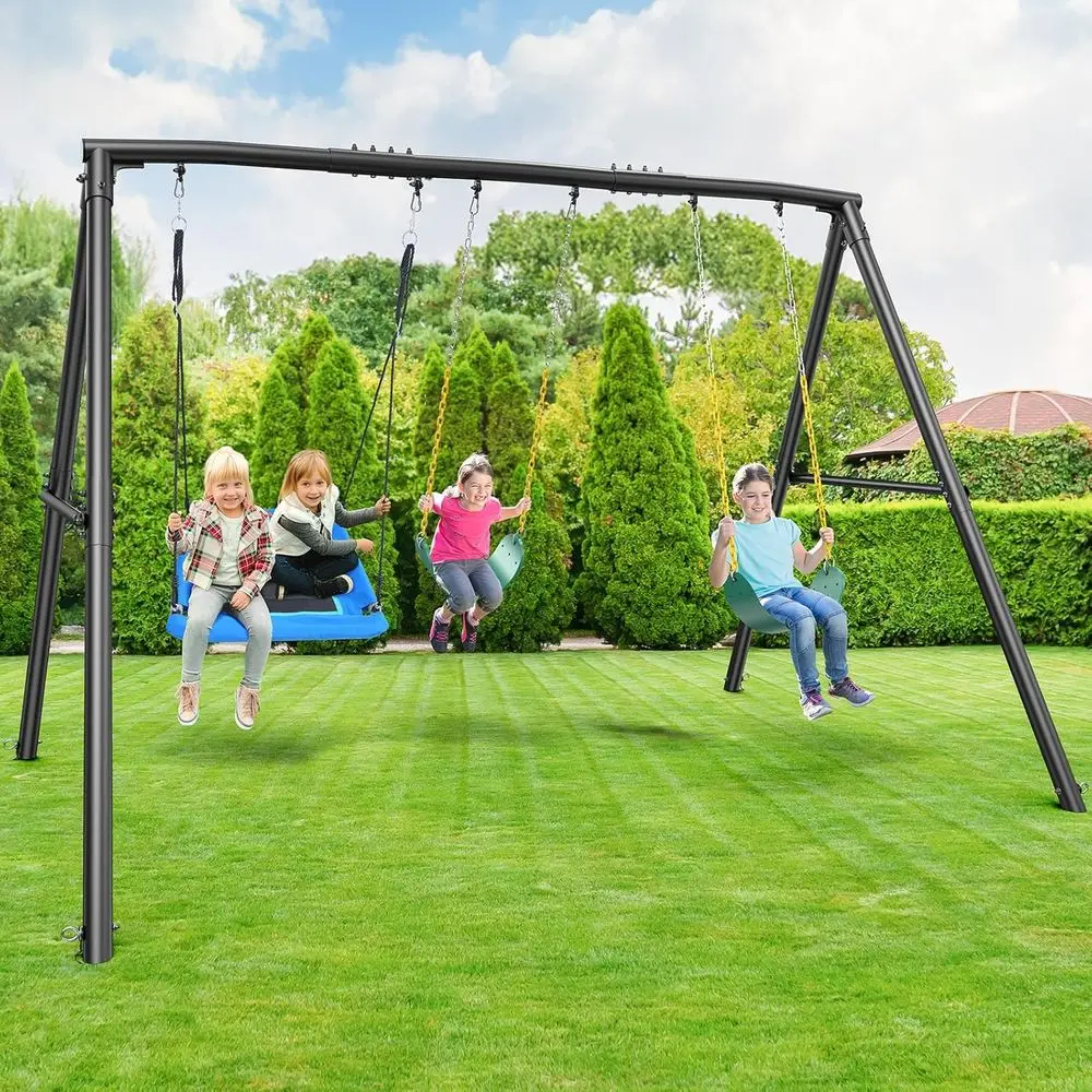 

600lbs Heavy Duty Swing Set with 1 Platorm Swing, 2 Belt Swings,A e Metal Swing Set or Outdoor Backyard (Patented)