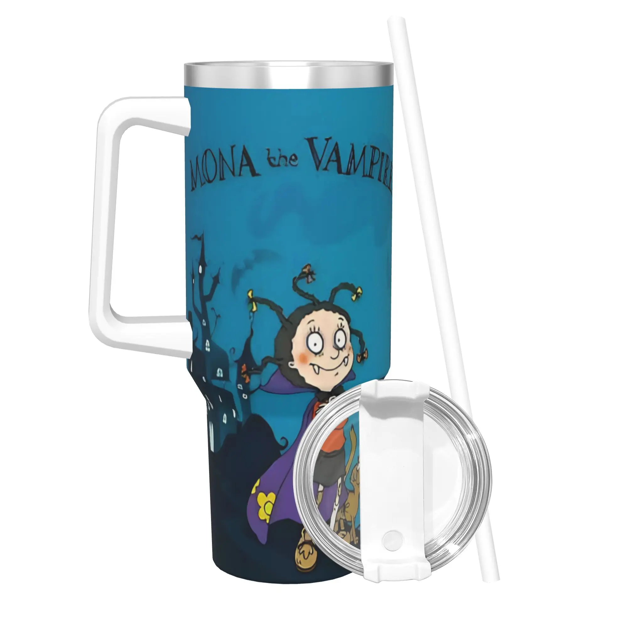 Mona The Vampire Anime Insulated Tumbler with Straws Lid  Vacuum Thermal Mug Office Home Car Bottle Cups 40oz
