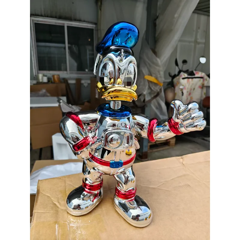 Galvanisierte Cartoon-Enten-Skulptur Figur Modern Minimalistisch Luxuriös für Ausstellungsraum Büro Schreibtisch Vitrine Dekoration