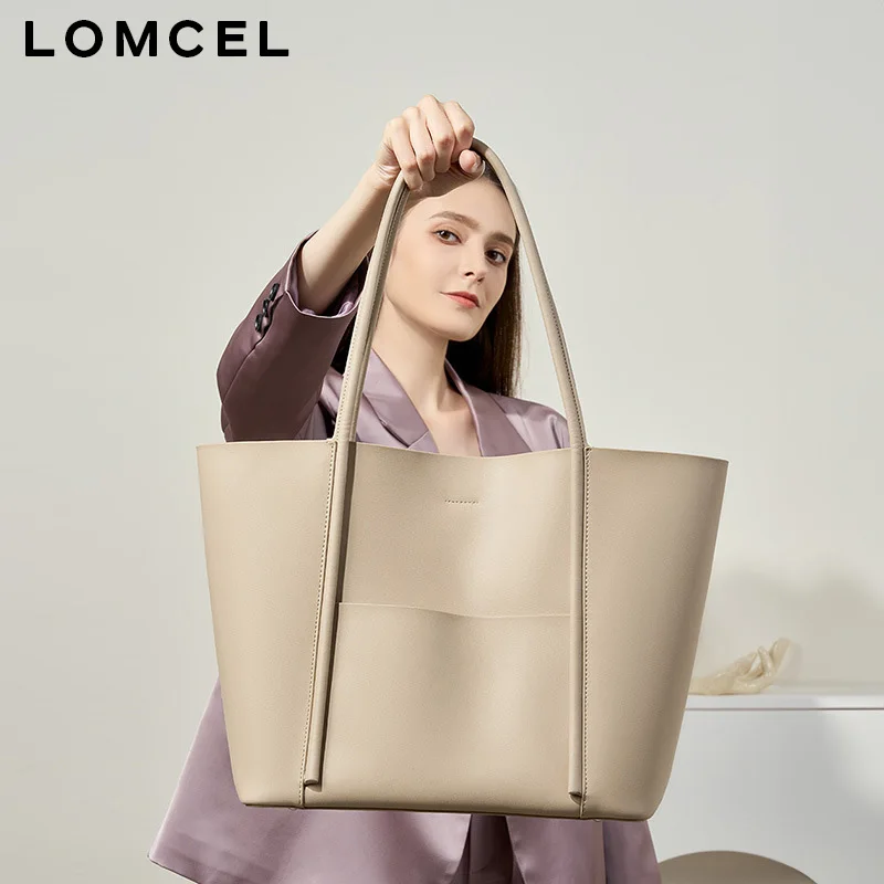 LOMCEL 41 New leather women's tote bag - summer handbag, large bag made of cowhide, suitable for office commuting, single should