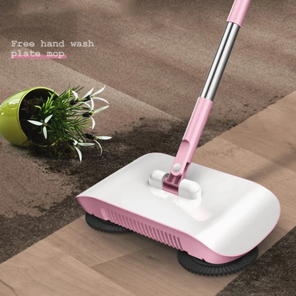 Non Electric Hand Push Sweeper High Efficiency Powerful Suction 2 in 1 Cleaning Machine With Cloth Mop Hard Floor Compatible