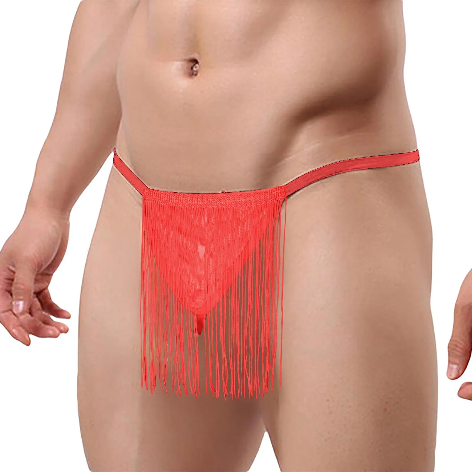 Thong Mens Sexy Tassel Thongs For Men 2024 Package Covered Pouch Breathable Men\'S Panties Low-Waisted Sexy Underwear 사까시남성용품