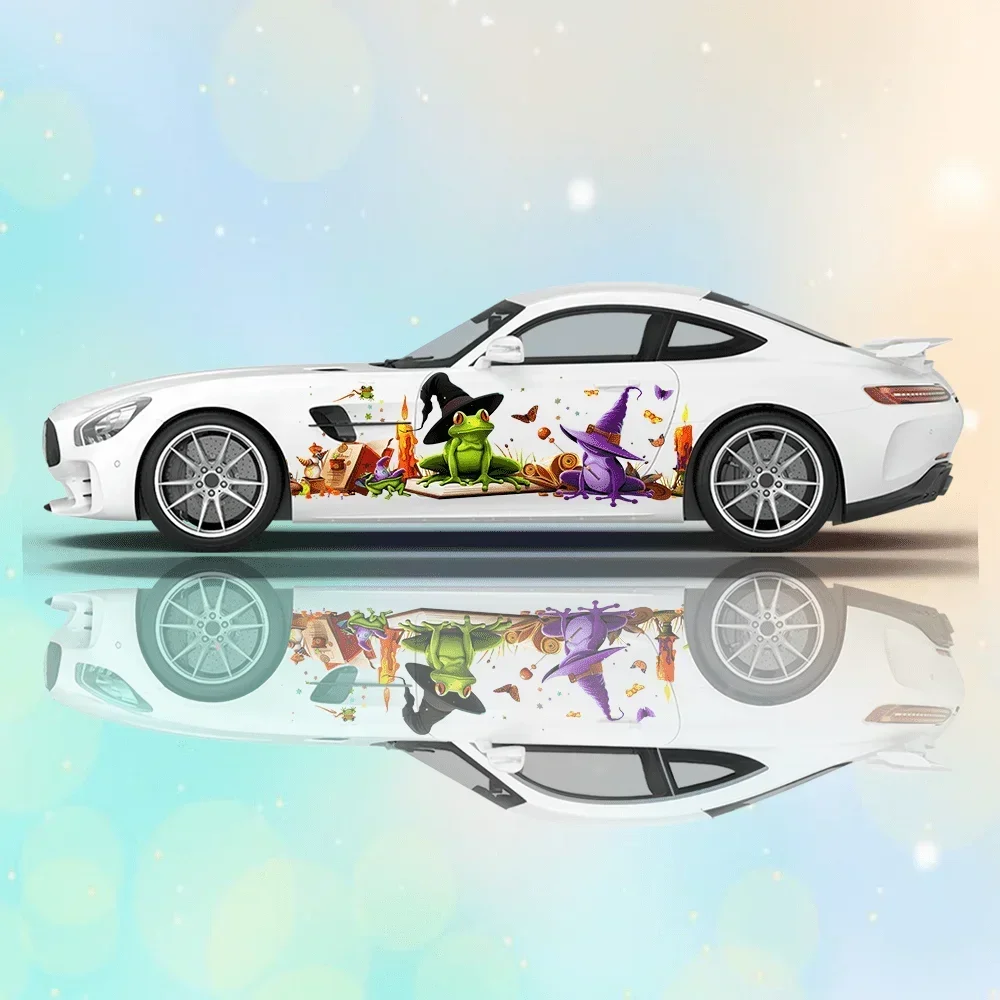 

Halloween Wizard Frog Car Vinyl Wraps Decal Self-adhesive PVC Sticker Suitable for Trucks SUV Decoration Auto Accessories Gift
