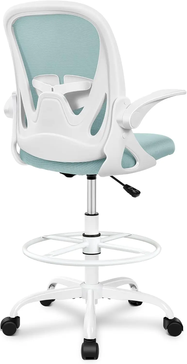 

A high office chair with flip armrests for drawing, ergonomic computer upright office chair with lumbar support