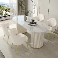 Nordic Rock Slab Dining Tables Home Ellipse Dining Tables Cream Style Light Luxury Upscale Tables for Restaurant Home Furniture