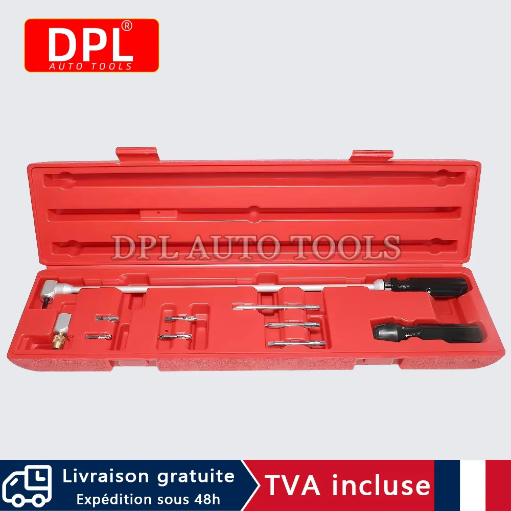 90-Grad-Offset-Vergaser-Einstellschraubendreher-Set, 35,6 cm langer abgewinkelter Schraubenschlüssel mit Kreuzschlitz- und Schlitzbits für Motorrad-, Schneemobil- und Kleinmotor-Reparaturwerkzeug-Set