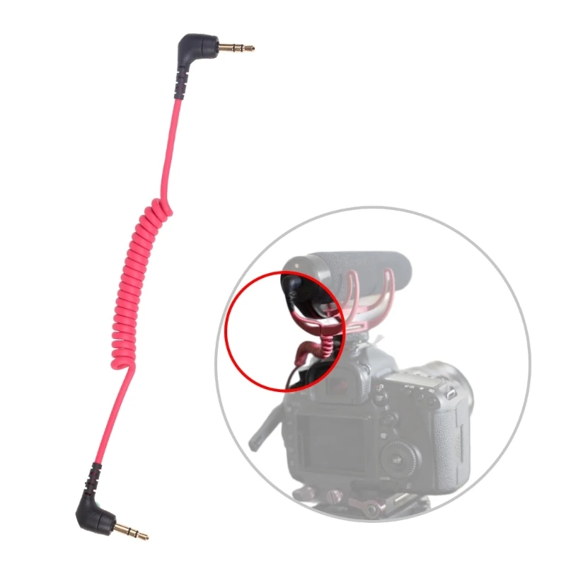 3.5 มม.TRS ชายไมโครโฟนสำหรับ RODE SC2, ชายชายฤดูใบไม้ผลิขดมุมขวาสายไมโครโฟนการเชื่อมต่อกล้องโทรศัพท์