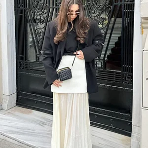 Elegante Strickwesteklappe Röcke weiblicher Anzug einzelner brustloser Brust Slender Midi Rock Rock 2025 Frühlingsdame 12 Hauptverkäufe Rot Aktienkleidung - №8